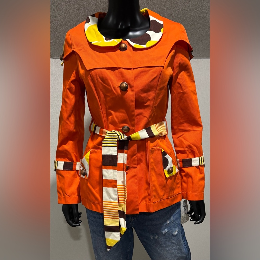 Eclectic & Funky RARE boutique orange tie blazer jacket by Possibles S M NWT